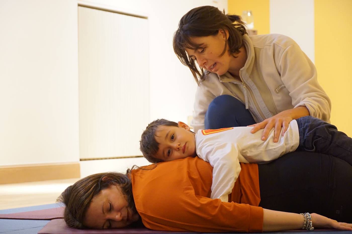 A calm, resting moment between parent and child
